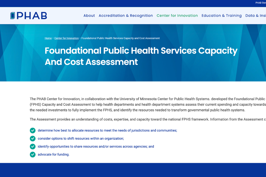PHAB Foundational Public Health Services Capacity And Cost Assessment